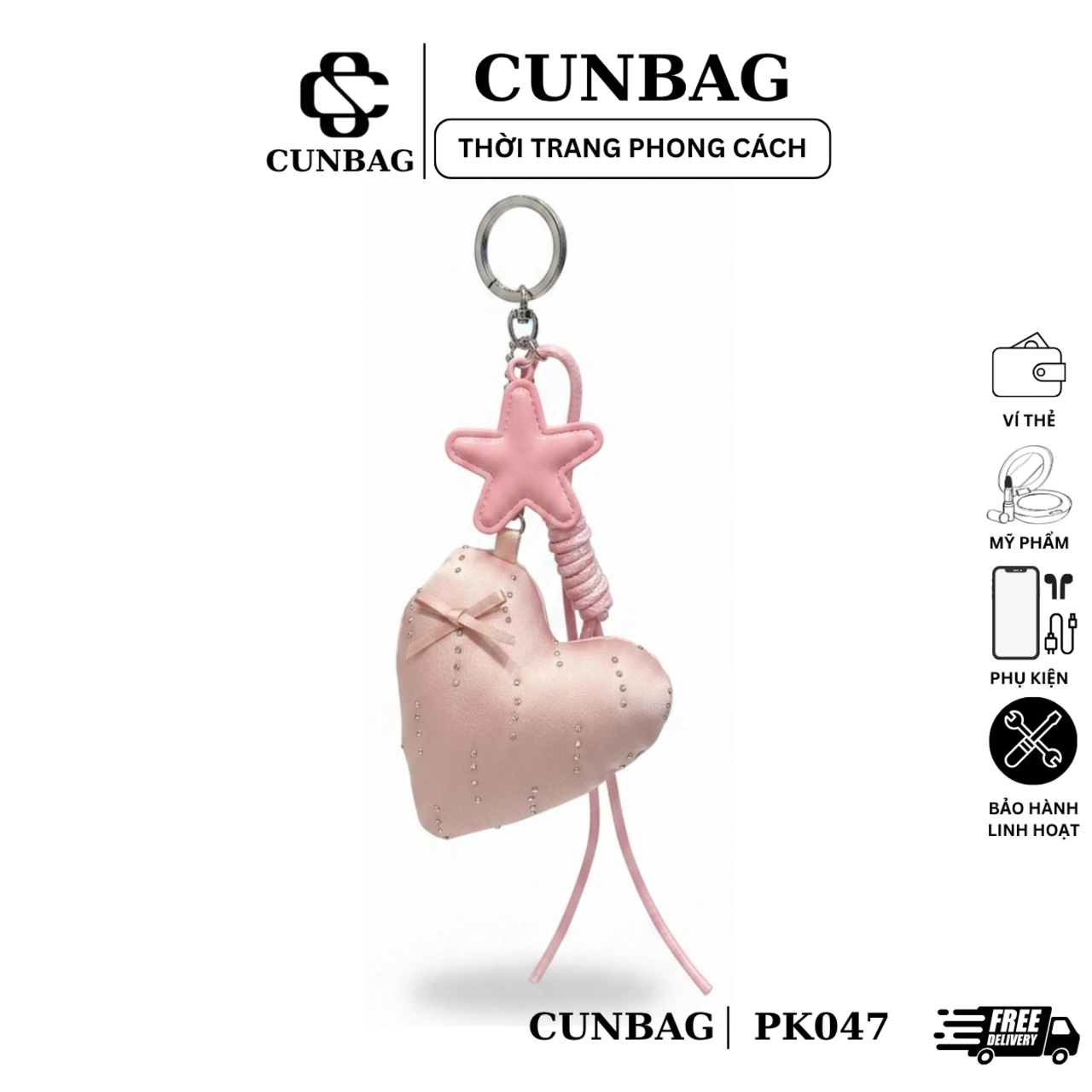 [Độc Quyền TikTok Shop] Charm Treo Túi Cunbag Hình Trái Tim Móc Khóa Cặp Sách Học Sinh Nhỏ Gọn Tiện Lợi Đẹp PK047