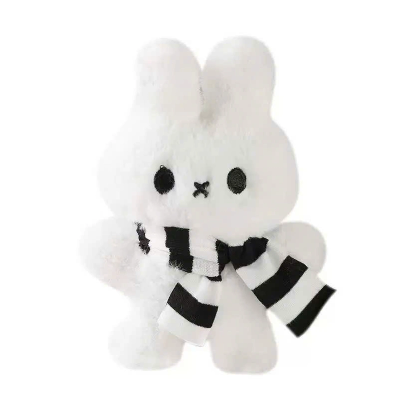 Móc Khóa Charm Cunbag Thỏ Bông Xù Phụ Kiện Treo Balo Túi Xách Phối Khăn Len Kẻ Sọc PK051