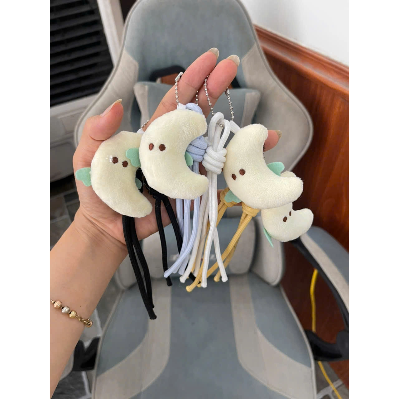 Charm Treo Túi Cunbag Hình Mặt Trăng Móc Khóa Cặp Sách Học Sinh Vải Bông Nhỏ Gọn PK048
