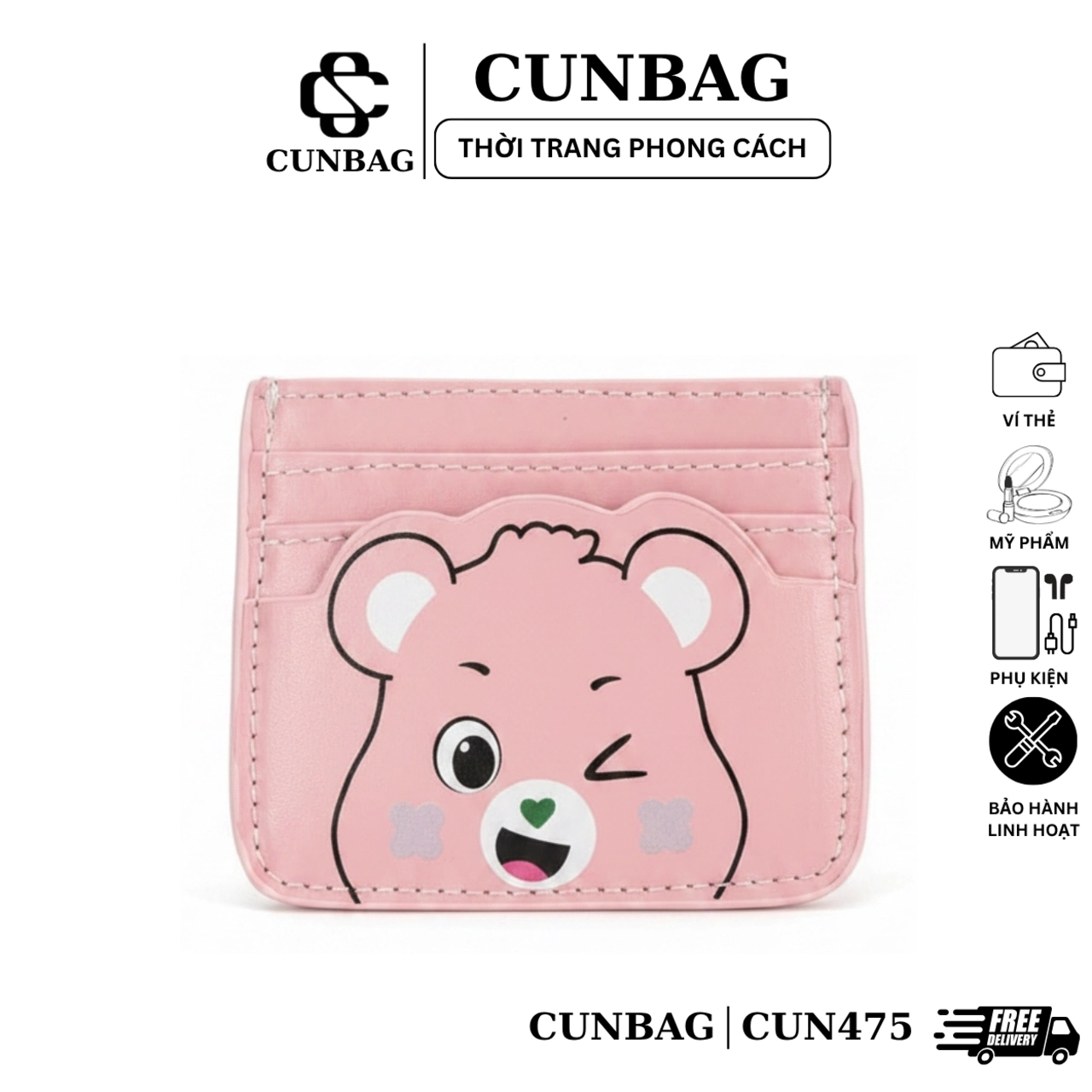 Ví Đựng Thẻ ATM Căn Cước Hình Gấu Béo Cute - Bóp Mini Cầm Tay Nhiều Ngăn CUN475