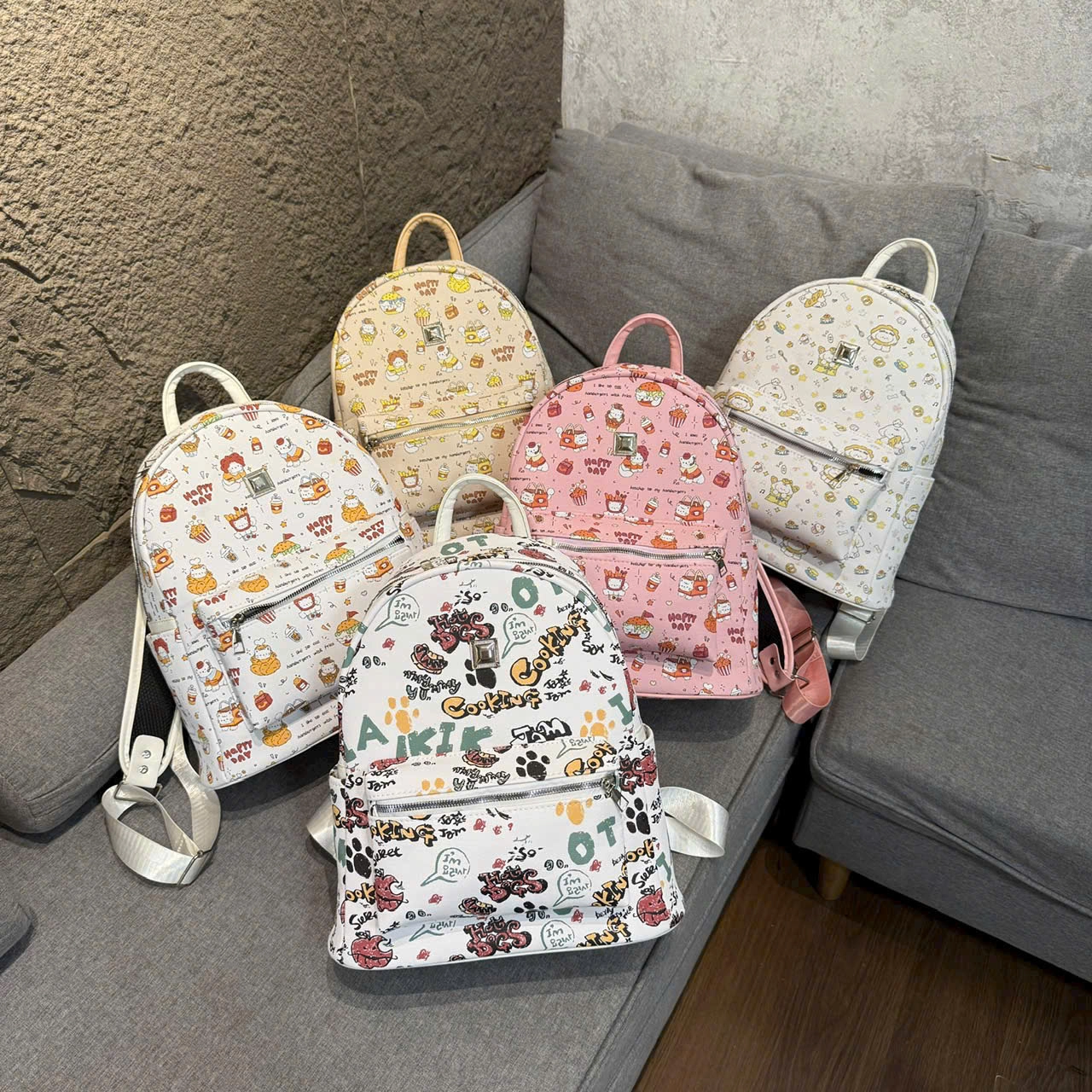 [ BACK TO SCHOOL ] Balo Thời Trang Nữ Cunbag Họa Tiết Chibi Đáng Yêu Balo Đeo Vai Nhiều Ngăn Màu Pastel Đi Chơi BL438