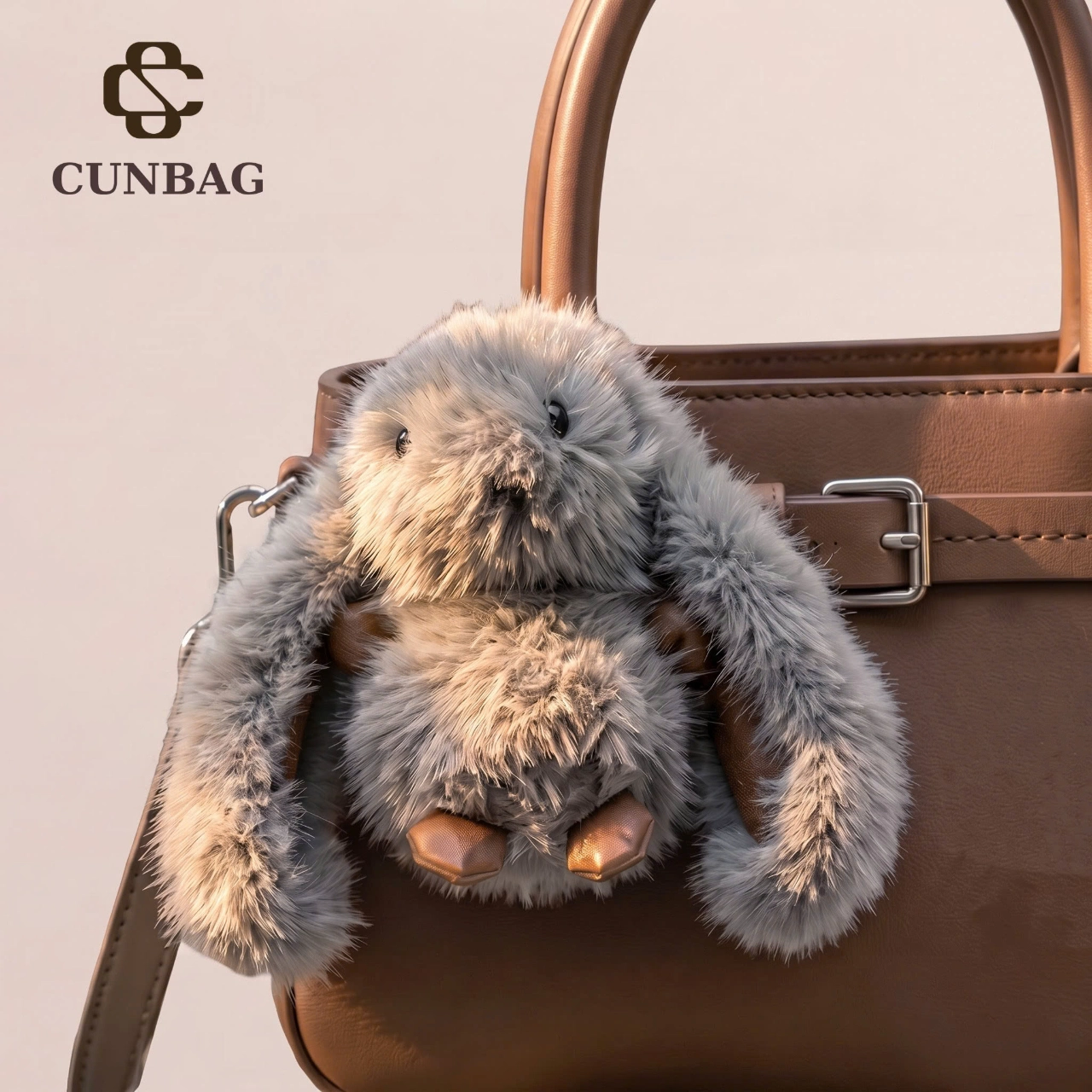 Set Quà Tặng CUNBAG Full Box 28x20x9, Túi Xách Nữ Phối Đai Kèm Charm Bông Xù & Hộp Quà Hồng (Tặng Kỷ Niệm, Sinh Nhật, Tặng Em) SET016