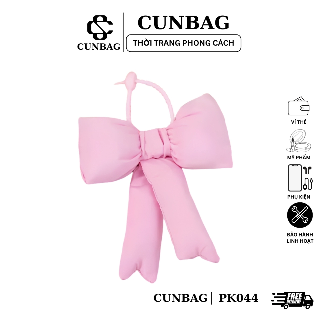 Móc Khóa Charm Cunbag Nơ Vải Bông Phụ Kiện Treo Balo Túi Xách Dáng Nơ Bướm Đuôi Dài PK044
