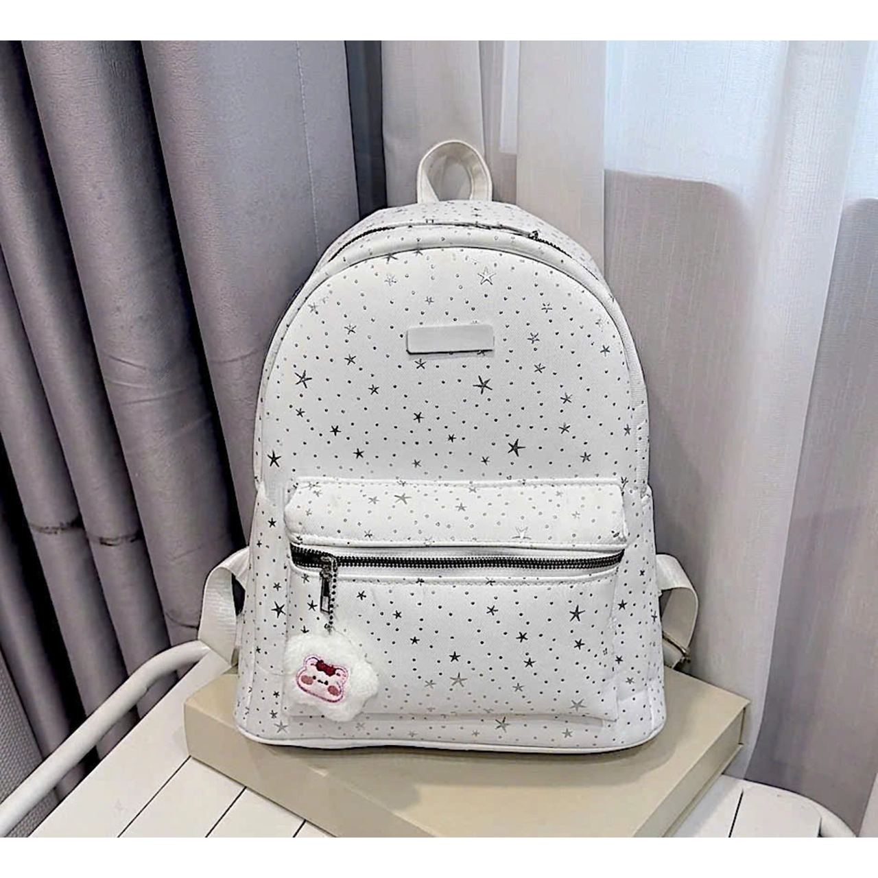 [ BACK TO SCHOOL ]- {Kèm Móc Gấu} BaLô Họa Tiết Dải Ngân Hà Nhỏ Gọn Đi Chơi Phối Bông Xù Cute BL415
