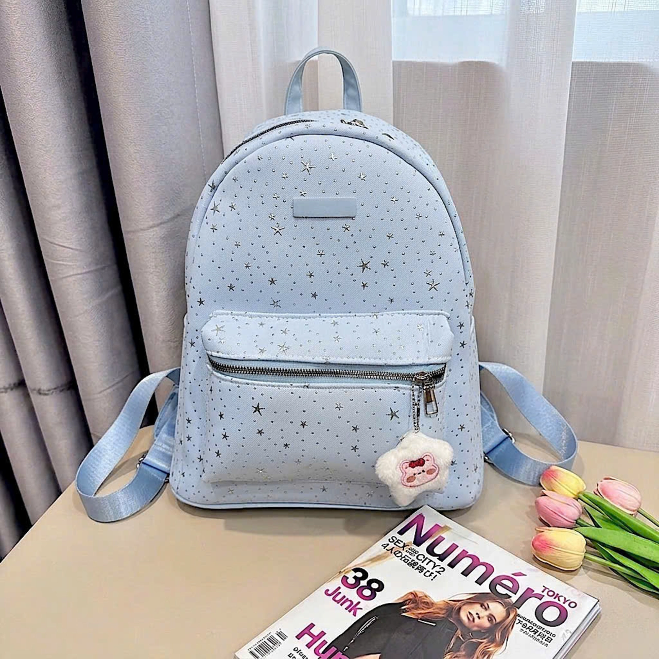 [ BACK TO SCHOOL ]- {Kèm Móc Gấu} BaLô Họa Tiết Dải Ngân Hà Nhỏ Gọn Đi Chơi Phối Bông Xù Cute BL415