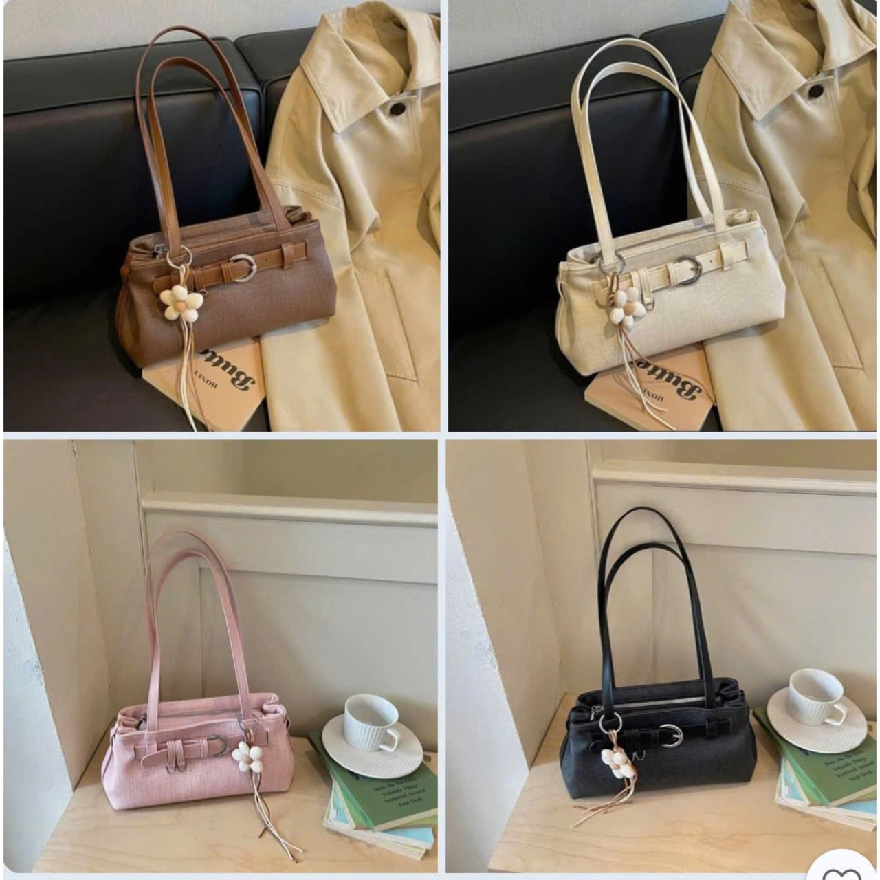 (Tặng Charm Hoa) Túi Xách Nữ Cunbag Mẫu Mới Thắt Đai Khóa Tròn Da Mềm Cá Tính CUN625