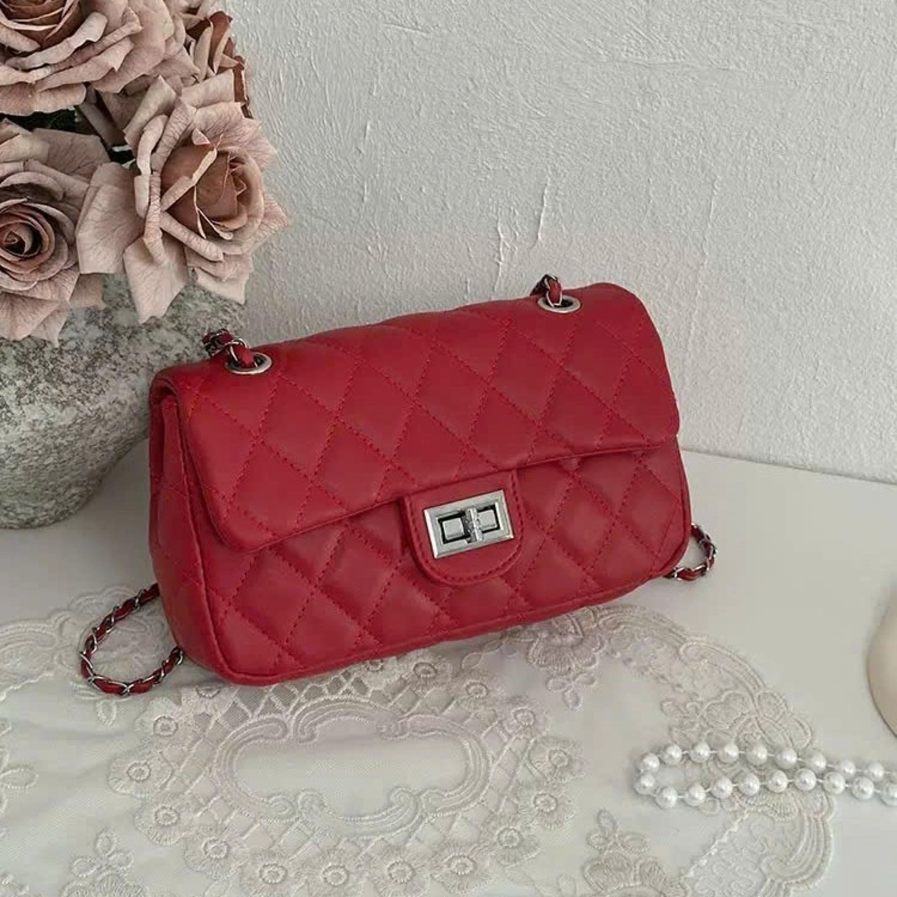 (Xích Dày) Túi Xách Nữ Cunbag Khóa Xoay Chần Ô Trám Da Dày Dặn Sang Trọng Kiểu Dáng Basic CUN571
