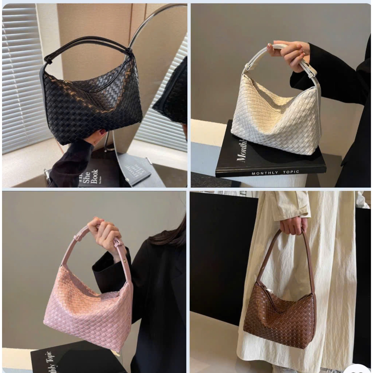 Túi Hobo Nữ Cunbag Dáng Vòm Da Đan Thủ Công Giỏ Kẹp Nách Tối Giản Sang Trọng Đi Làm Công Sở CUN592