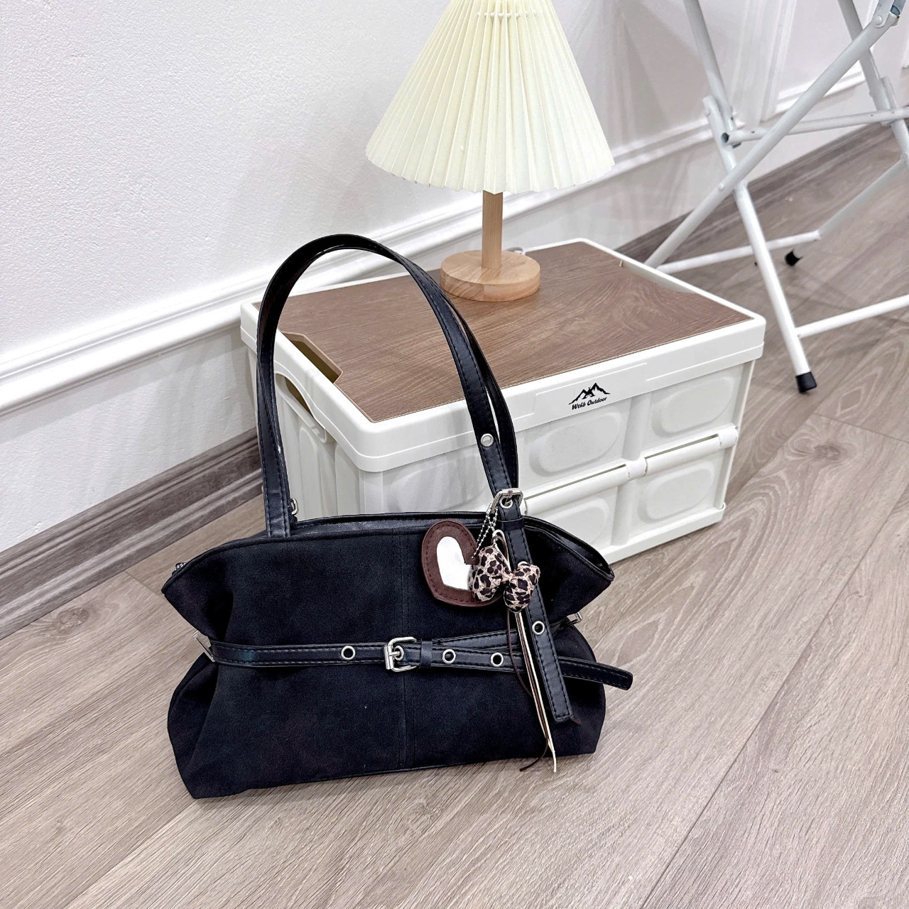 (Tặng Kèm Charm) Túi Kẹp Nách Nữ Cunbag Da Lộn Thắt Đai Giỏ Đeo Vai Vintage Da Báo Cá Tính CUN892