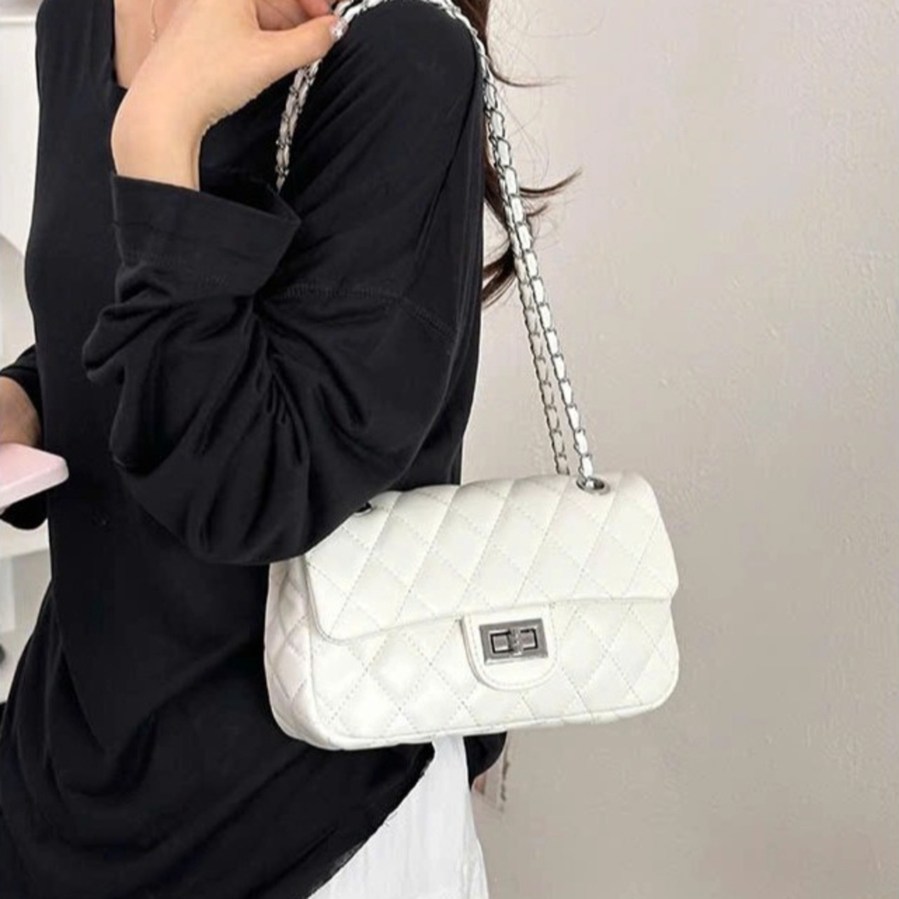 (Xích Dày) Túi Xách Nữ Cunbag Khóa Xoay Chần Ô Trám Da Dày Dặn Sang Trọng Kiểu Dáng Basic CUN571