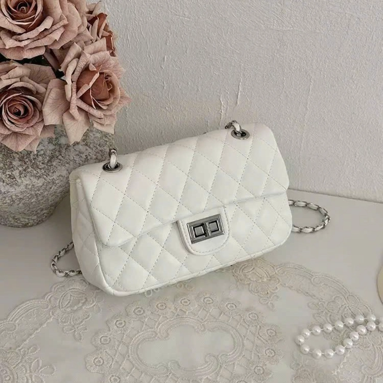 (Xích Dày) Túi Xách Nữ Cunbag Khóa Xoay Chần Ô Trám Da Dày Dặn Sang Trọng Kiểu Dáng Basic CUN571