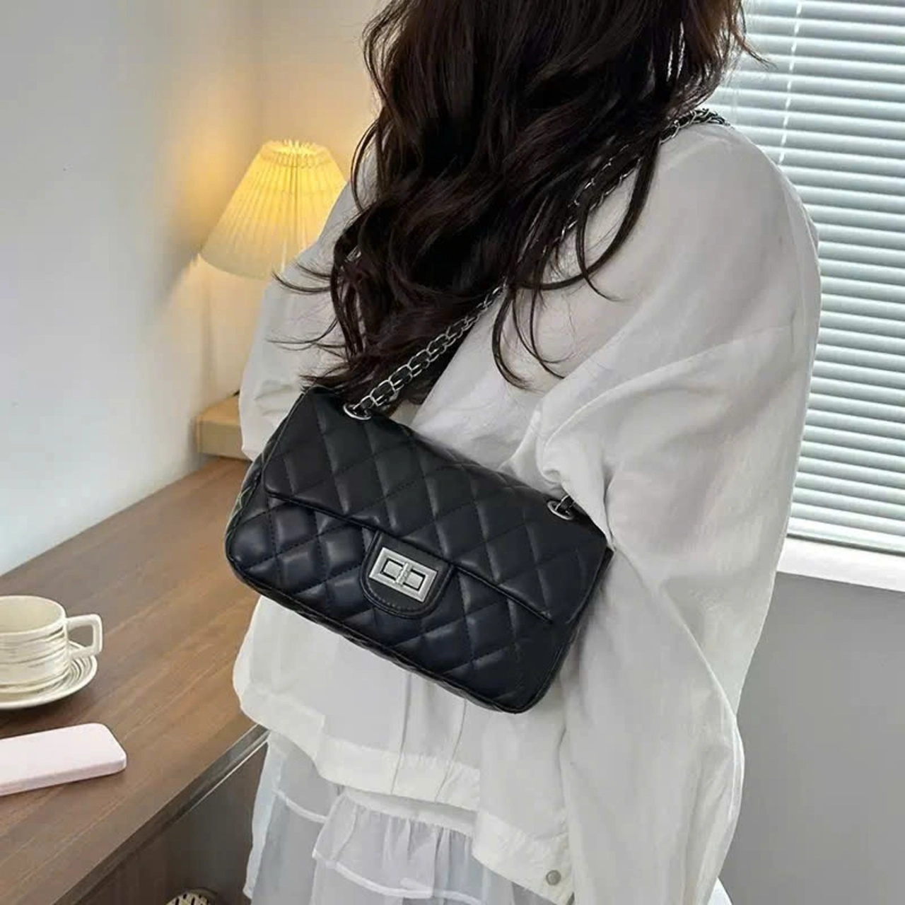 (Xích Dày) Túi Xách Nữ Cunbag Khóa Xoay Chần Ô Trám Da Dày Dặn Sang Trọng Kiểu Dáng Basic CUN571
