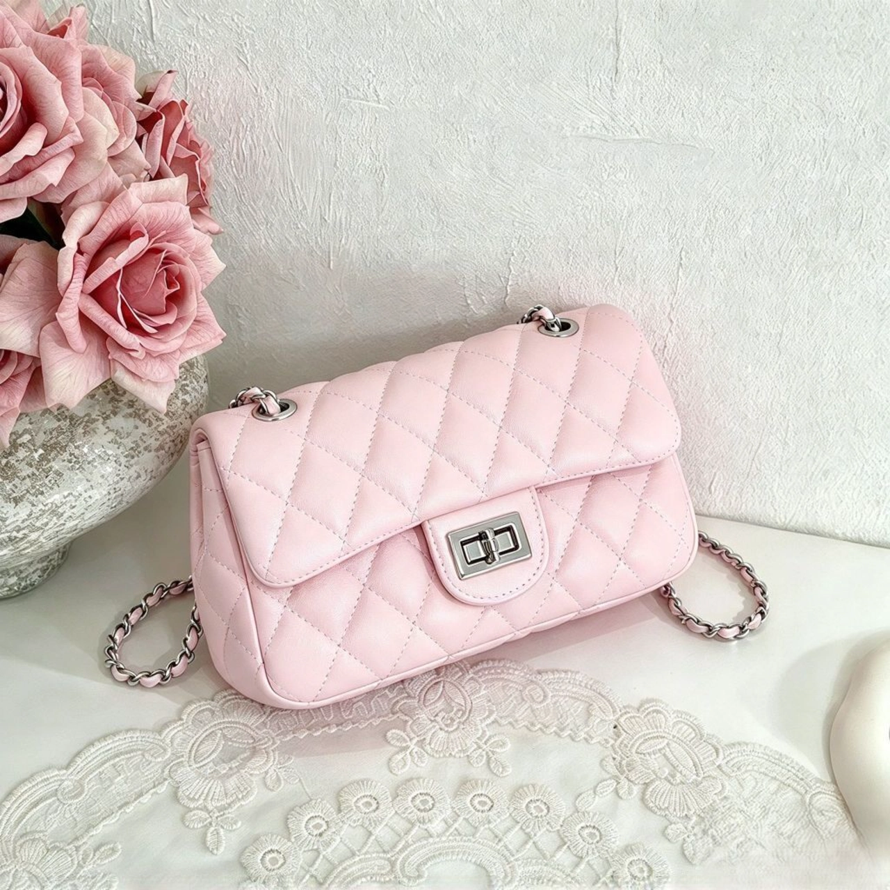 (Xích Dày) Túi Xách Nữ Cunbag Khóa Xoay Chần Ô Trám Da Dày Dặn Sang Trọng Kiểu Dáng Basic CUN571