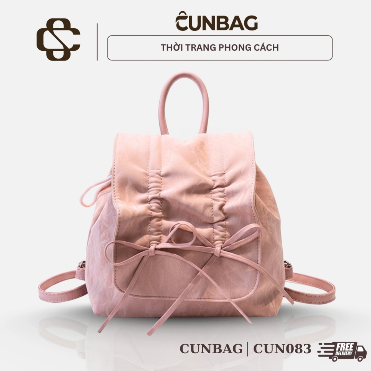 [ BACK TO SCHOOL ] Balo Cunbag Cầm Tay Đeo Vai Dây Rút Nơ Xinh Cute Đáng Yêu  CUN083