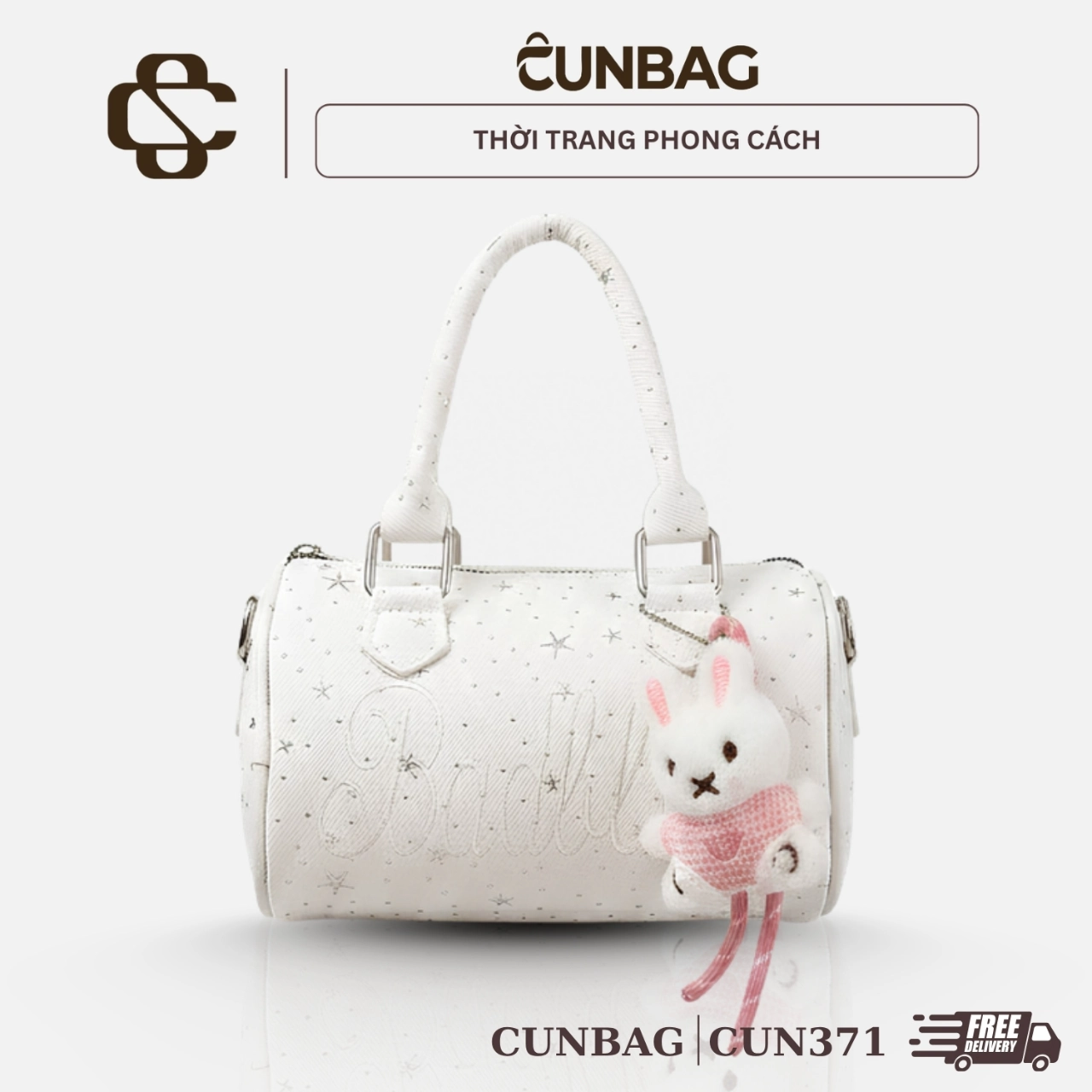 (Tặng Charm Thỏ) Túi Xách Nữ Cunbag Dáng Trống Tròn Nhỏ Gọn Đi Chơi Dạo Phố Thời Trang CUN371