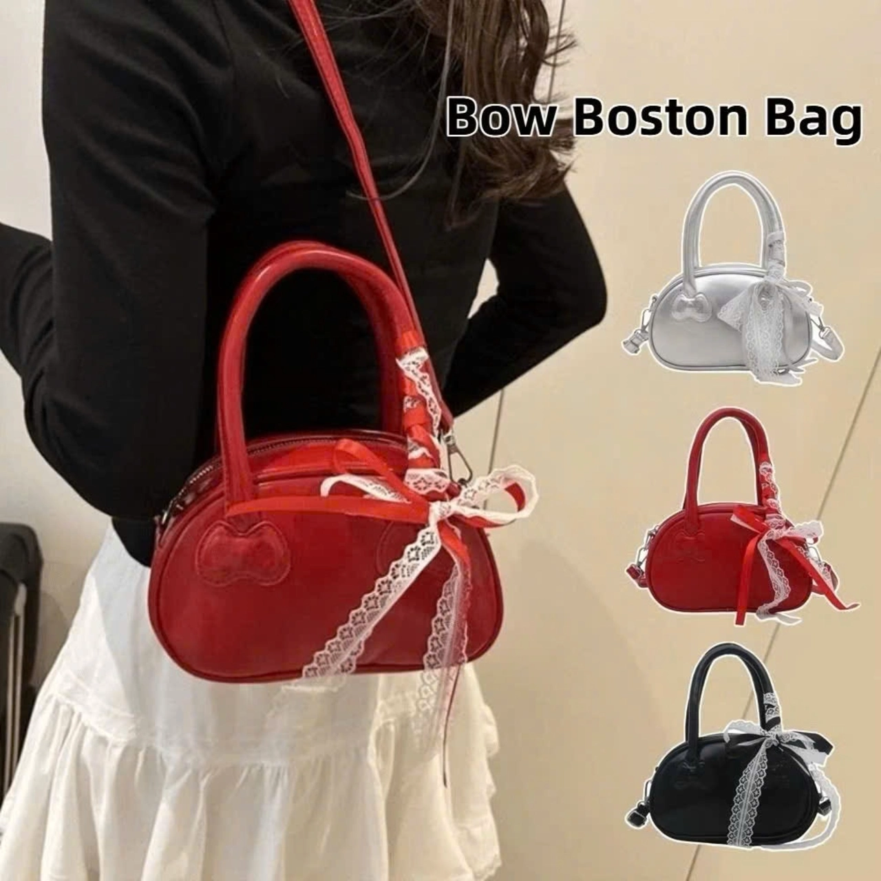 (Tặng Nơ Xinh) Túi Xách Nữ Đeo Chéo Tặng Kèm Charm Nơ Ngọc Phong Cách Hàn Quốc CUN713