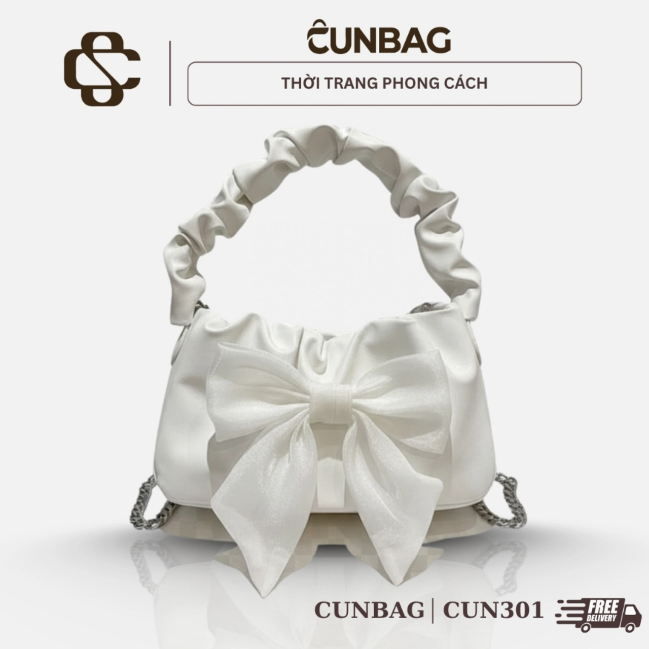 Túi Xách Nữ Cunbag Đeo Vai Kẹp Nách Thời Trang Thắt Nơ Thanh Lịch Sang Chảnh CUN301