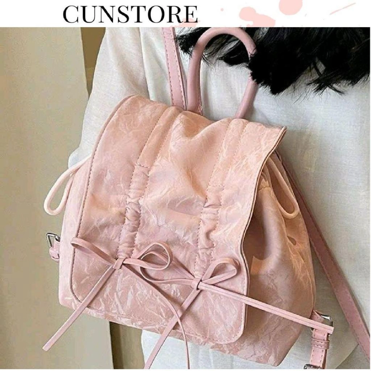 [ BACK TO SCHOOL ] Balo Cunbag Cầm Tay Đeo Vai Dây Rút Nơ Xinh Cute Đáng Yêu  CUN083