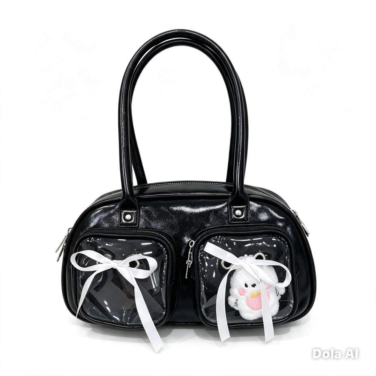 (Tặng Charm) Túi Xách Nữ Cunbag Dáng Trống Boston Phối Ngăn Trong Suốt Đựng Gấu Bông CUN453