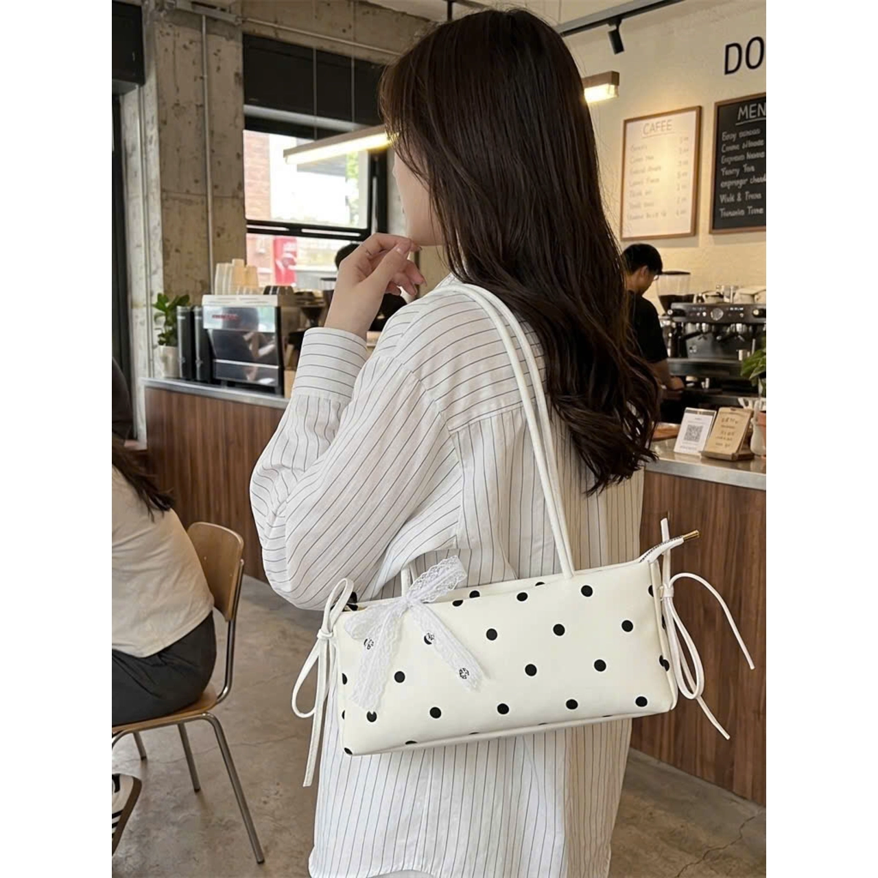 Túi Xách Nữ Cunbag Dáng Dài Chấm Bi Vintage Đính Nơ Ren Túi Đeo Vai Phong Cách Hàn Quốc Thanh Lịch Chơi CUN034