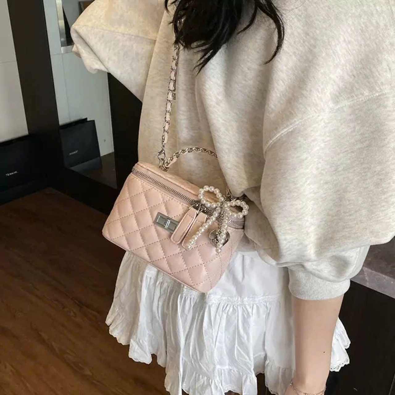 (Tặng Móc Ngọc) Túi Xách Nữ Cunbag Cốp Trần Ô Cao Cấp Sang Trọng Dự Tiệc Kèm Charm Ngọc  CUN801