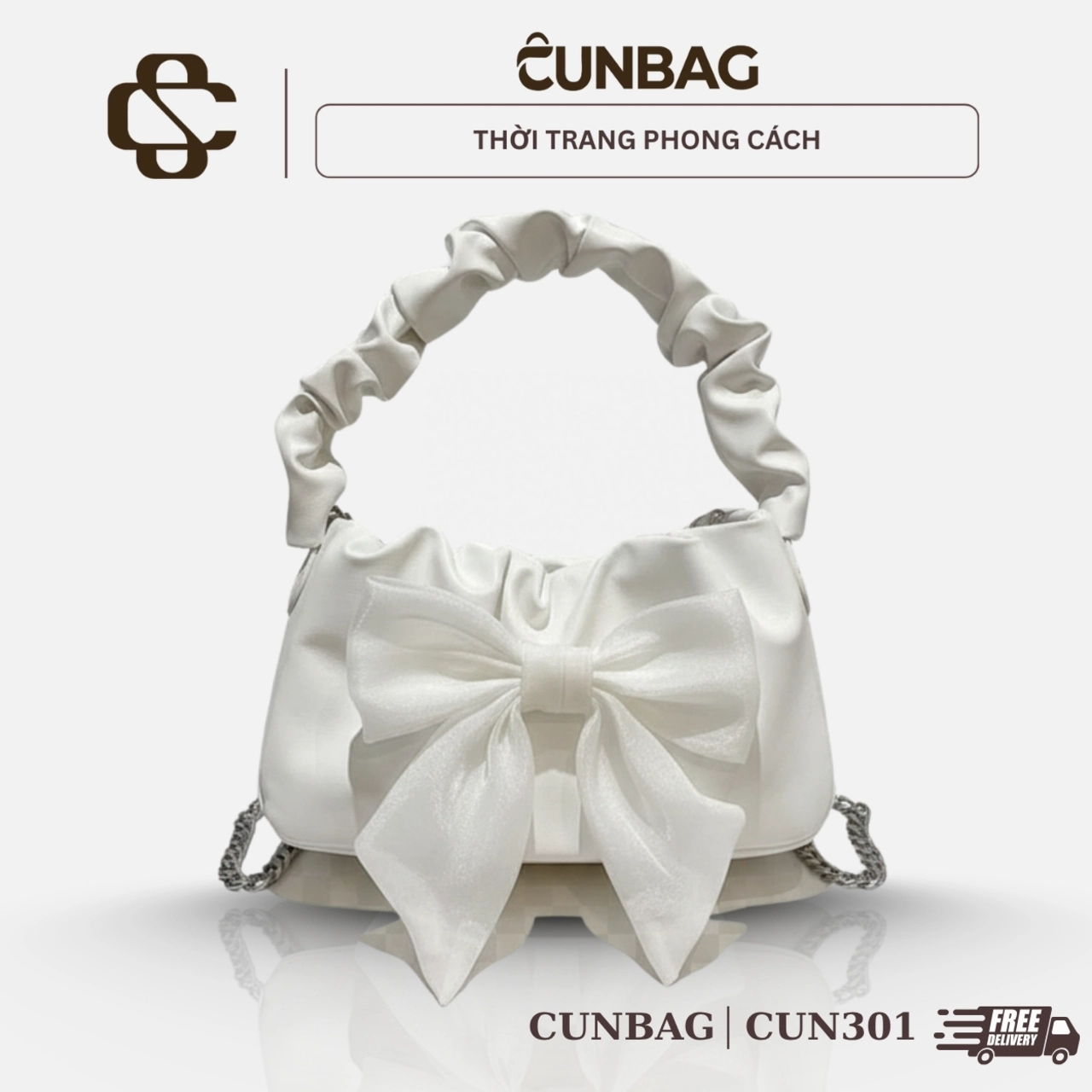 Túi Xách Nữ Cunbag Đeo Vai Kẹp Nách Thời Trang Thắt Nơ Thanh Lịch Sang Chảnh CUN301