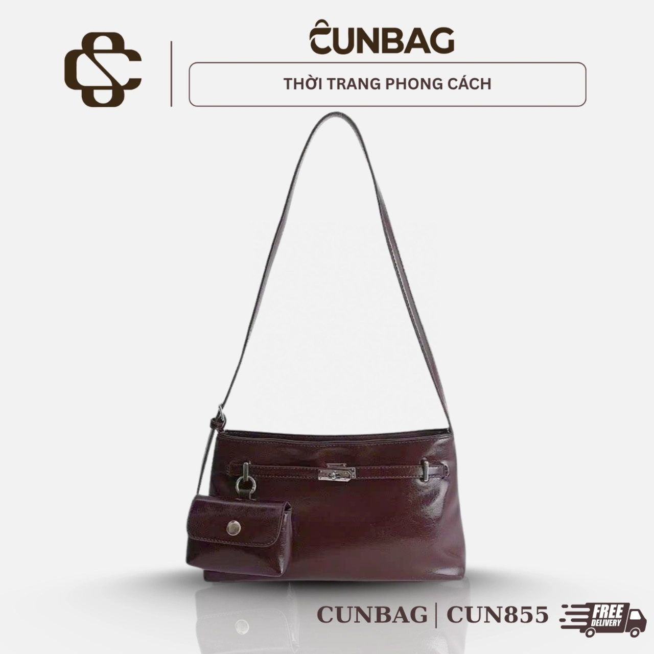 (Kèm Ví Nhỏ) Túi Xách Nữ Cunbag Kẹp Nách Da Mềm Cao Cấp Túi Đeo Vai Thời Trang Hàn Quốc CUN855