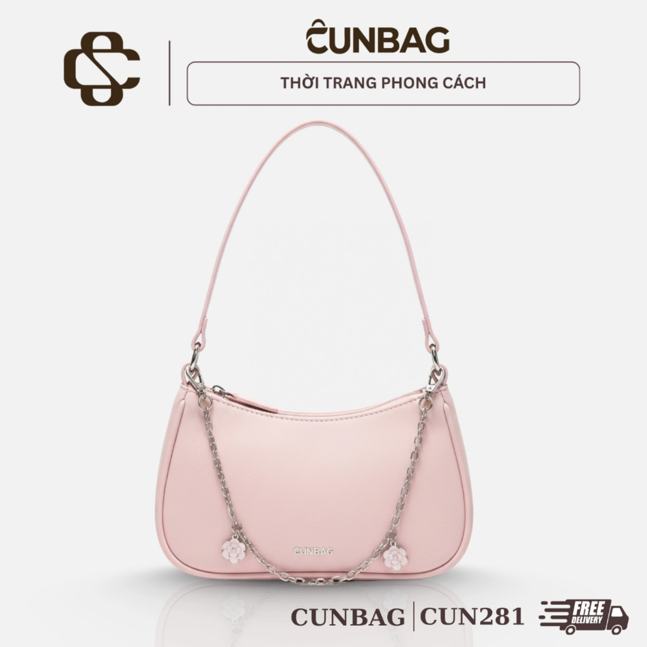 Túi Xách Nữ Cunbag Dáng Thuyền Hàn Quốc Túi Đeo Vai Da PU Cao Cấp Mẫu Mới Đi Hẹn Hò Chụp Ảnh CUN281