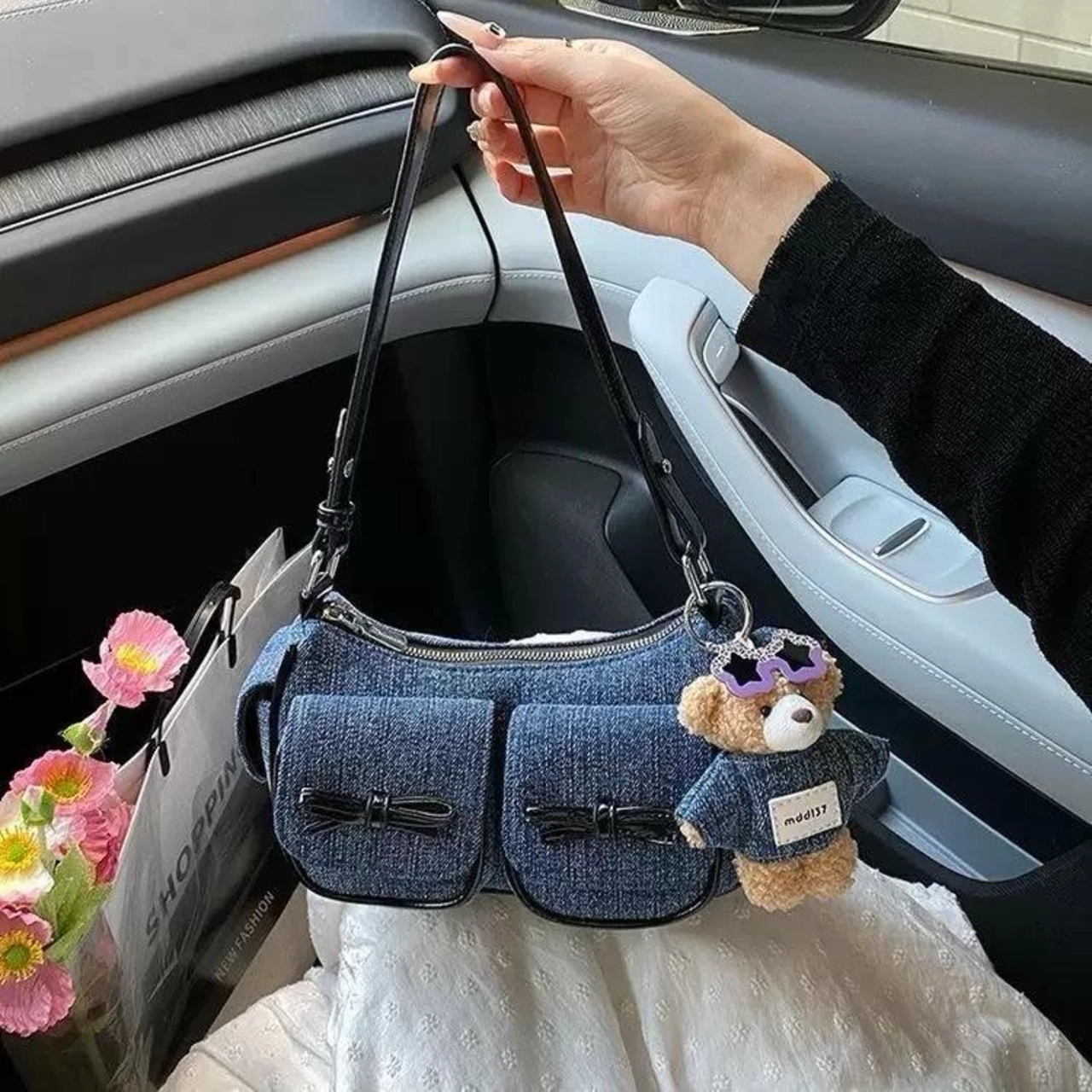 [TẶNG MÓC GẤU] Túi Xách Nữ Kẹp Nách Đeo Chéo Đeo Dịp Tết Hai Hộp Vải Jean Phong Cách Cá Tính CUN760