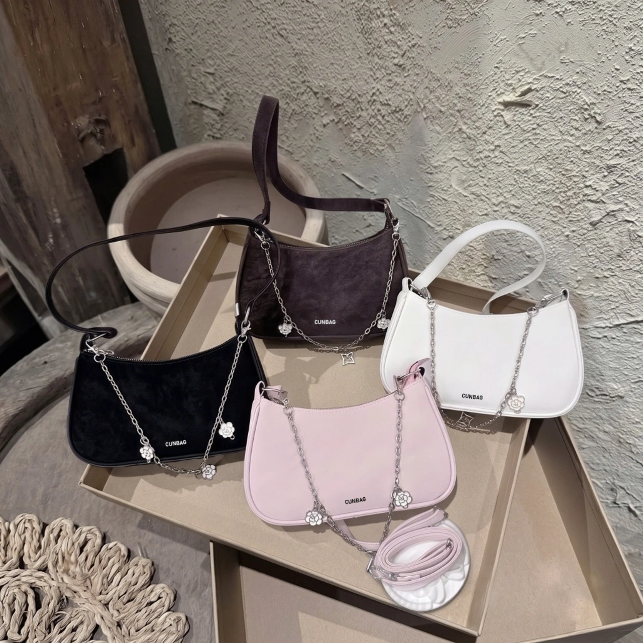 Túi Xách Nữ Cunbag Dáng Thuyền Hàn Quốc Túi Đeo Vai Da PU Cao Cấp Mẫu Mới Đi Hẹn Hò Chụp Ảnh CUN281