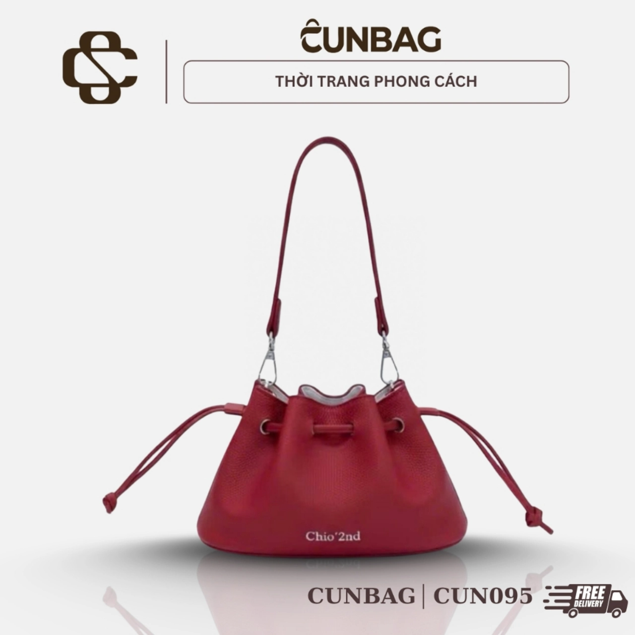 ( Deal Sốc Xả Kho ) Túi Xách Nữ Cunbag Chio Rút Miệng Xách Tay Đeo Chéo Sang Chảnh Size 18cm CUN095