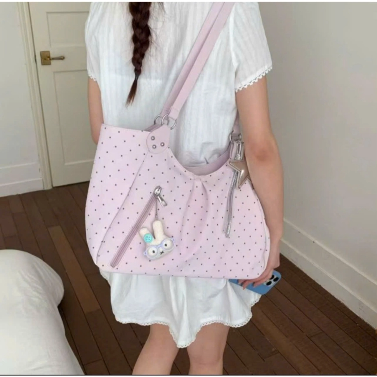 (Da Mềm - Tặng Charm Sao) Túi Xách Nữ Cunbag Chấm Bi Nhí Đeo Vai Đeo Chéo Xách Tay Tiện Lợi CUN523