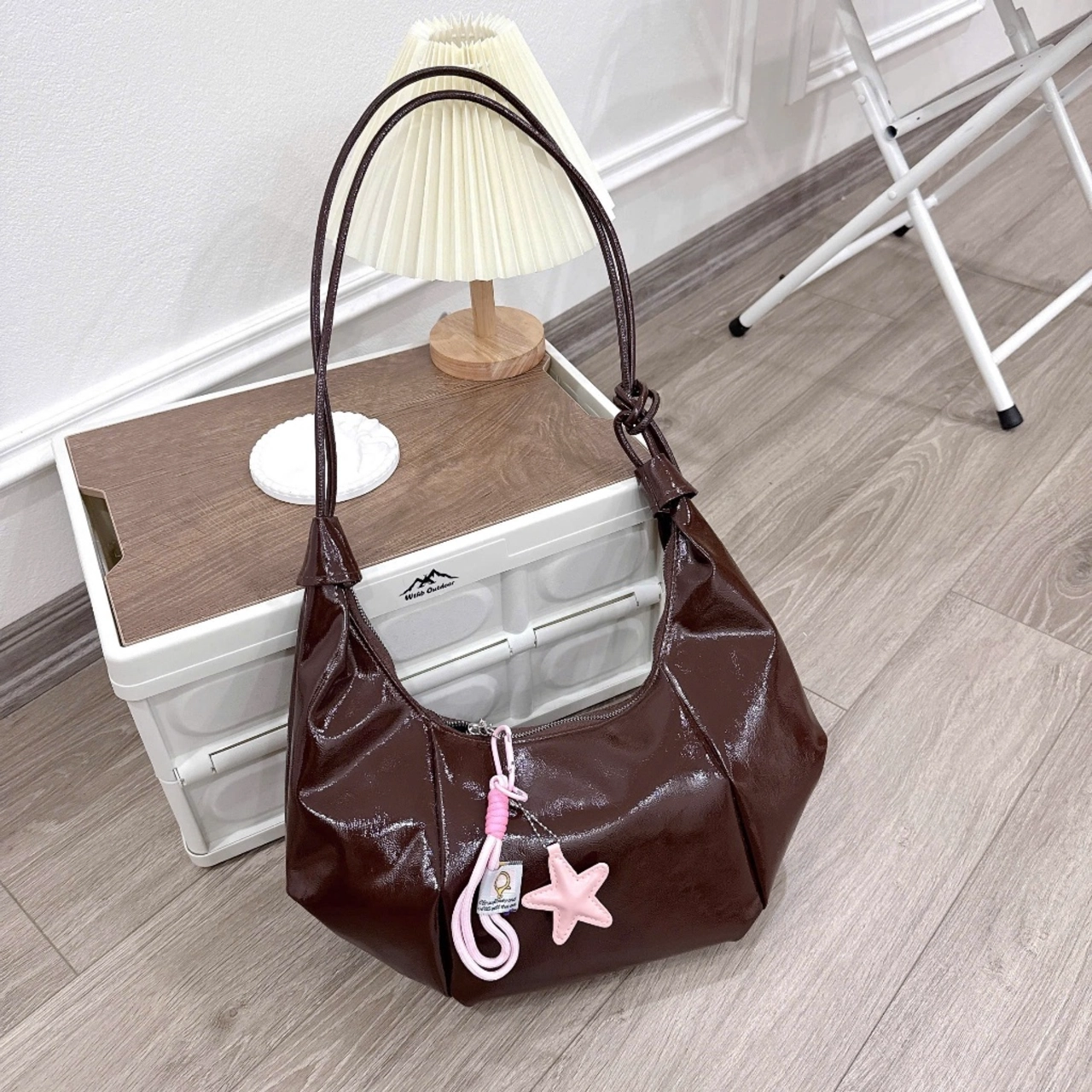 [Tặng Charm Sao] Túi Xách Nữ Cunbag Dáng Hobo Xếp Nếp Túi Đeo Vai Hình Thuyền Ngôi Sao Hồng CUN517